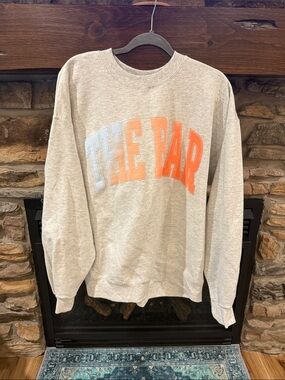 The Bar Ombré Crewneck Sweatshirt with Light Blue and Orange Graphic